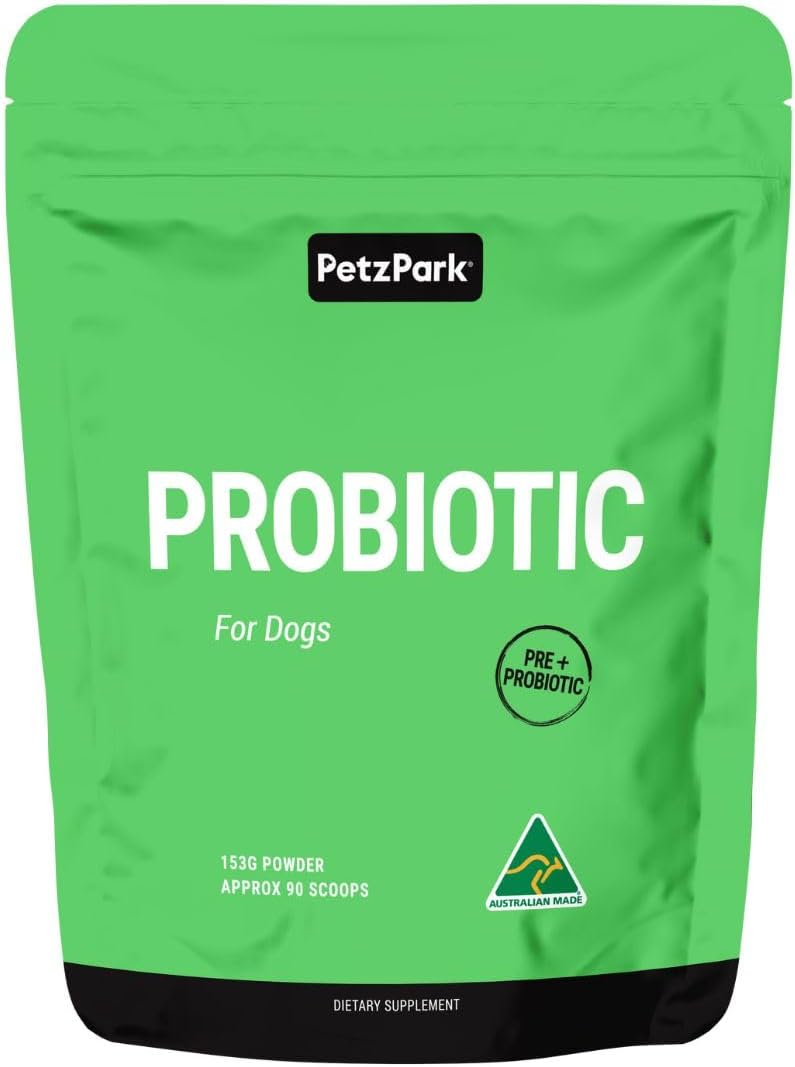 Petz Park Dog Probiotic 45 Scoops, Probiotics for Dogs Powder, Gut Health Dogs Supplement, Paw Licking and Digestive Support, Dog Food Topper Made in Australia