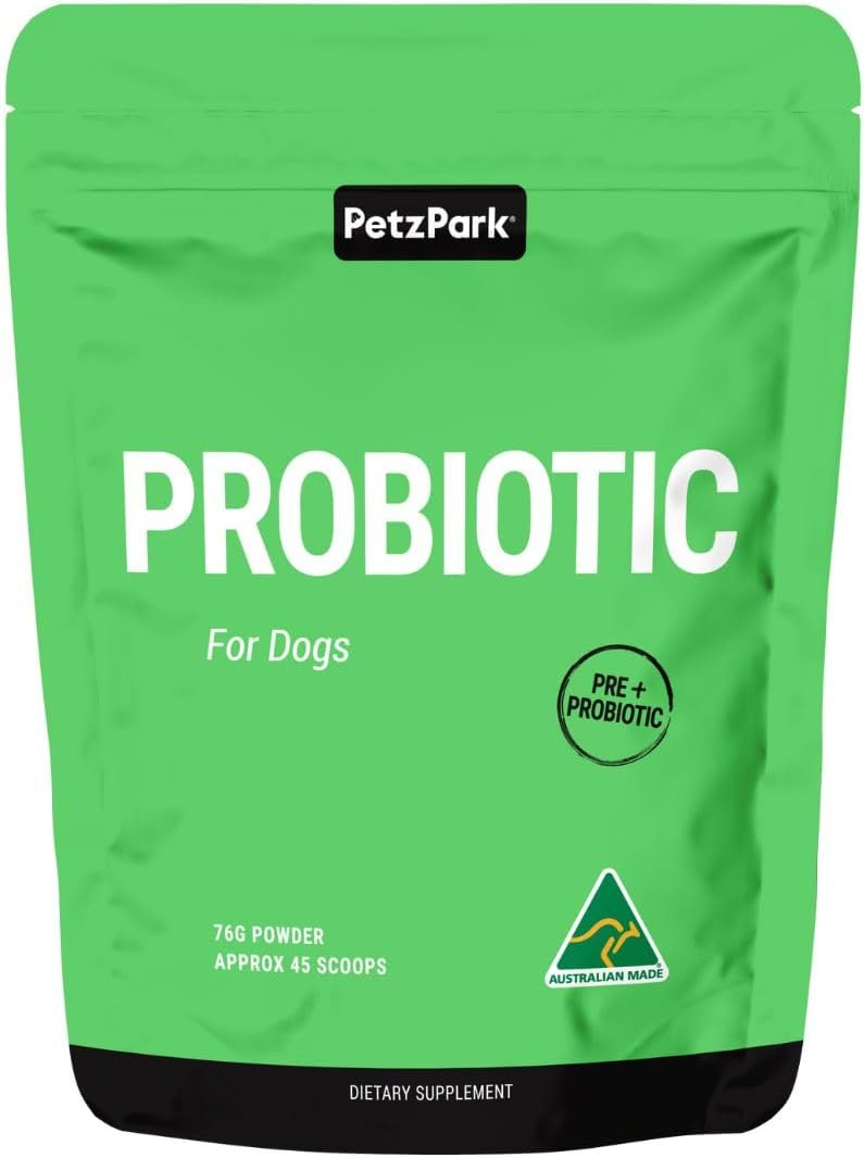 Petz Park Dog Probiotic 45 Scoops, Probiotics for Dogs Powder, Gut Health Dogs Supplement, Paw Licking and Digestive Support, Dog Food Topper Made in Australia