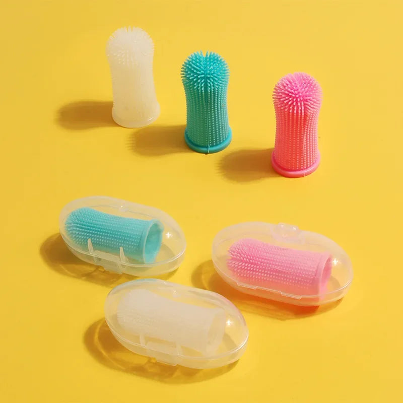 Soft Silicone Finger Toothbrush for Dogs & Cats (with Storage Case)