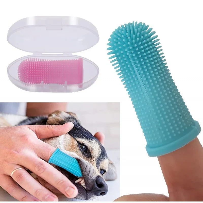Soft Silicone Finger Toothbrush for Dogs & Cats (with Storage Case)