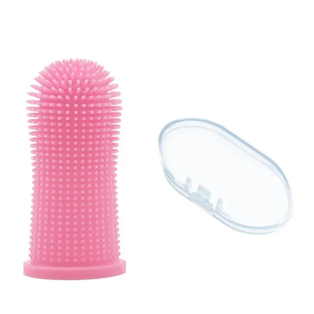 Soft Silicone Finger Toothbrush for Dogs & Cats (with Storage Case)