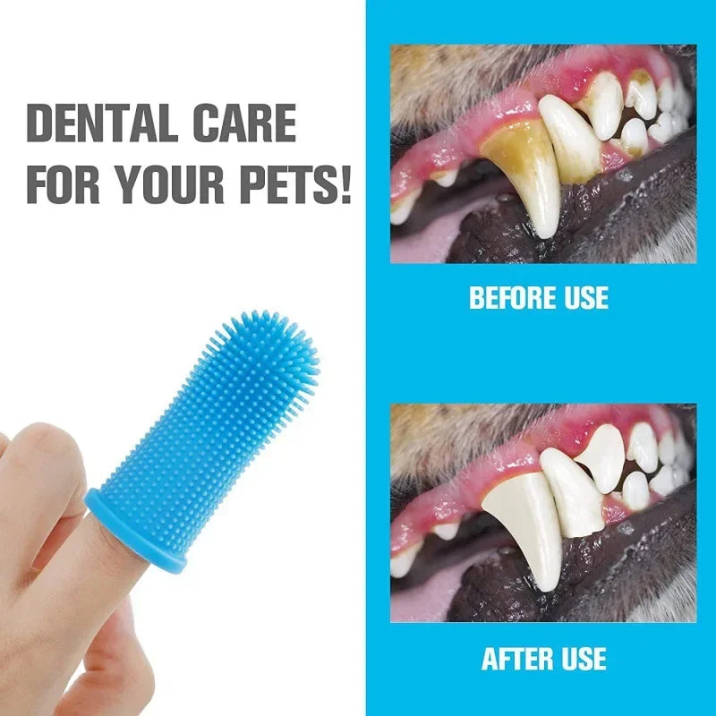 Soft Silicone Finger Toothbrush for Dogs & Cats (with Storage Case)